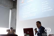 Lucía Valencia y Victoriano de la Cruz durante su presentación en la Sala de usos múltiples del CDCB