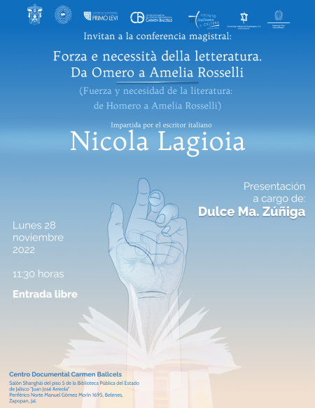 Nicola Lagioia presenta la conferencia magistral: Forza e necessità della letteratura. Da Omero a Amelia Rosselli