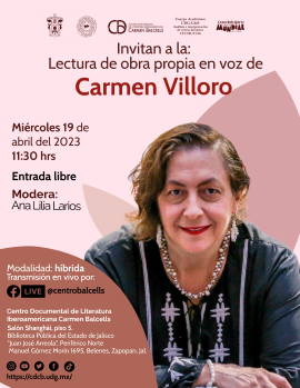 Carmen Villoro leerá sus textos