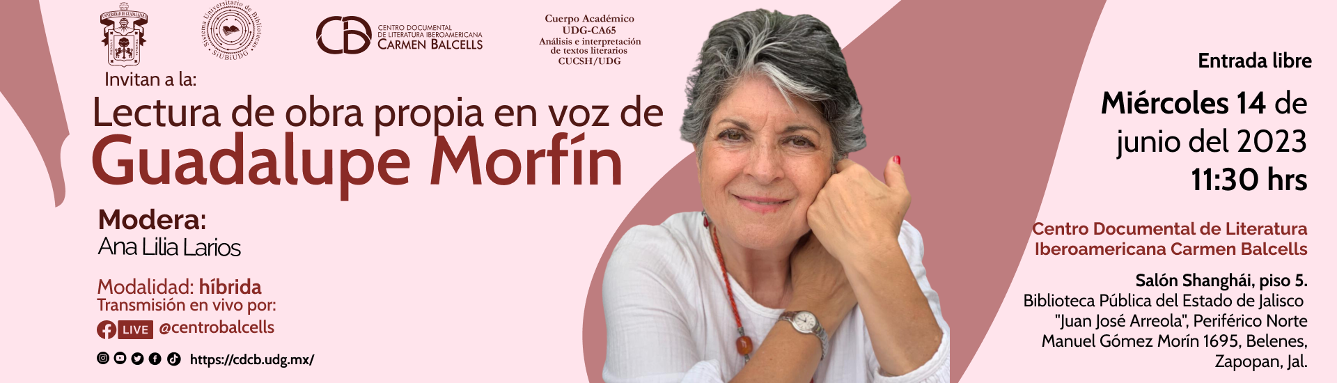 Guadalupe Morfín leerá los textos más representativos de su obra.