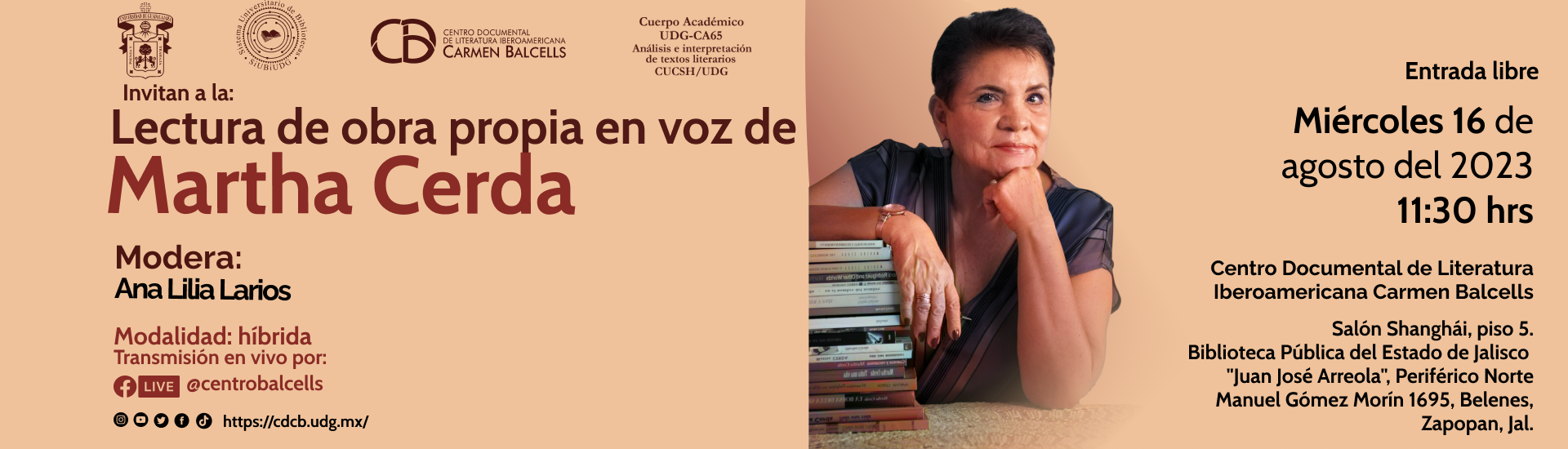 Martha Cerda compartirá con el público sus textos más representativos.