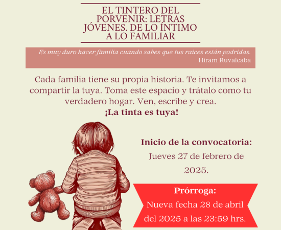 Convocatoria "El tintero del porvenir: Letras jóvenes. De lo íntimo a lo familiar"